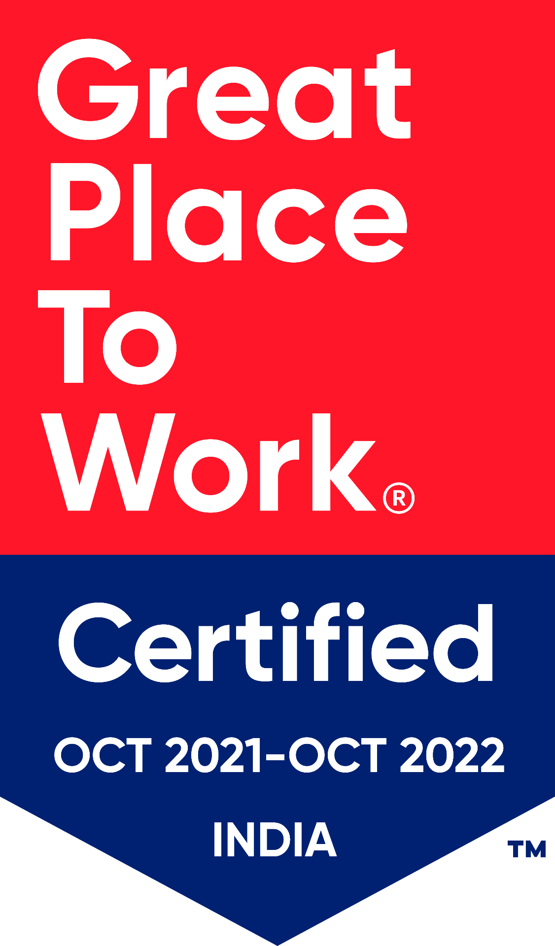 Great Place to Work Certified OCT 2021 – OCT 2022