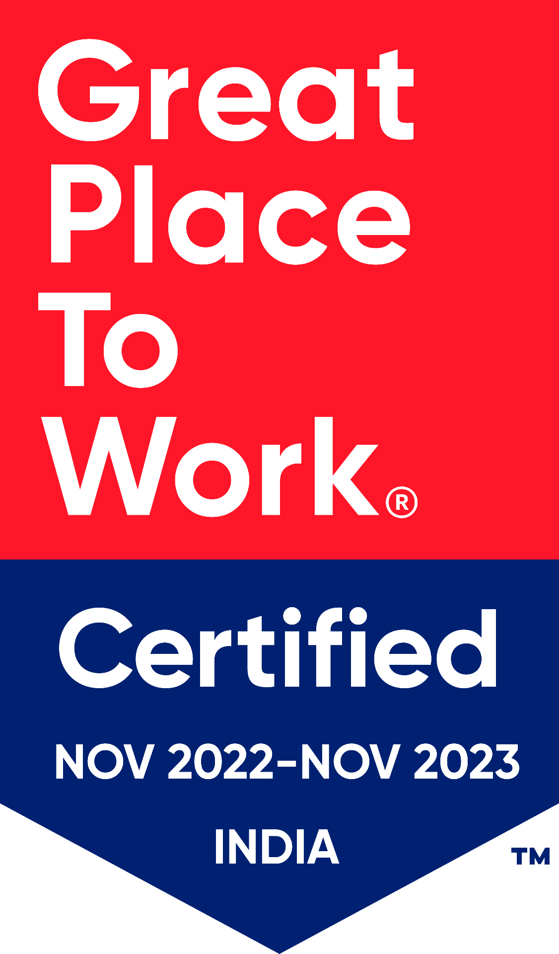 Great Place to Work Certified NOV 2022 – NOV 2023