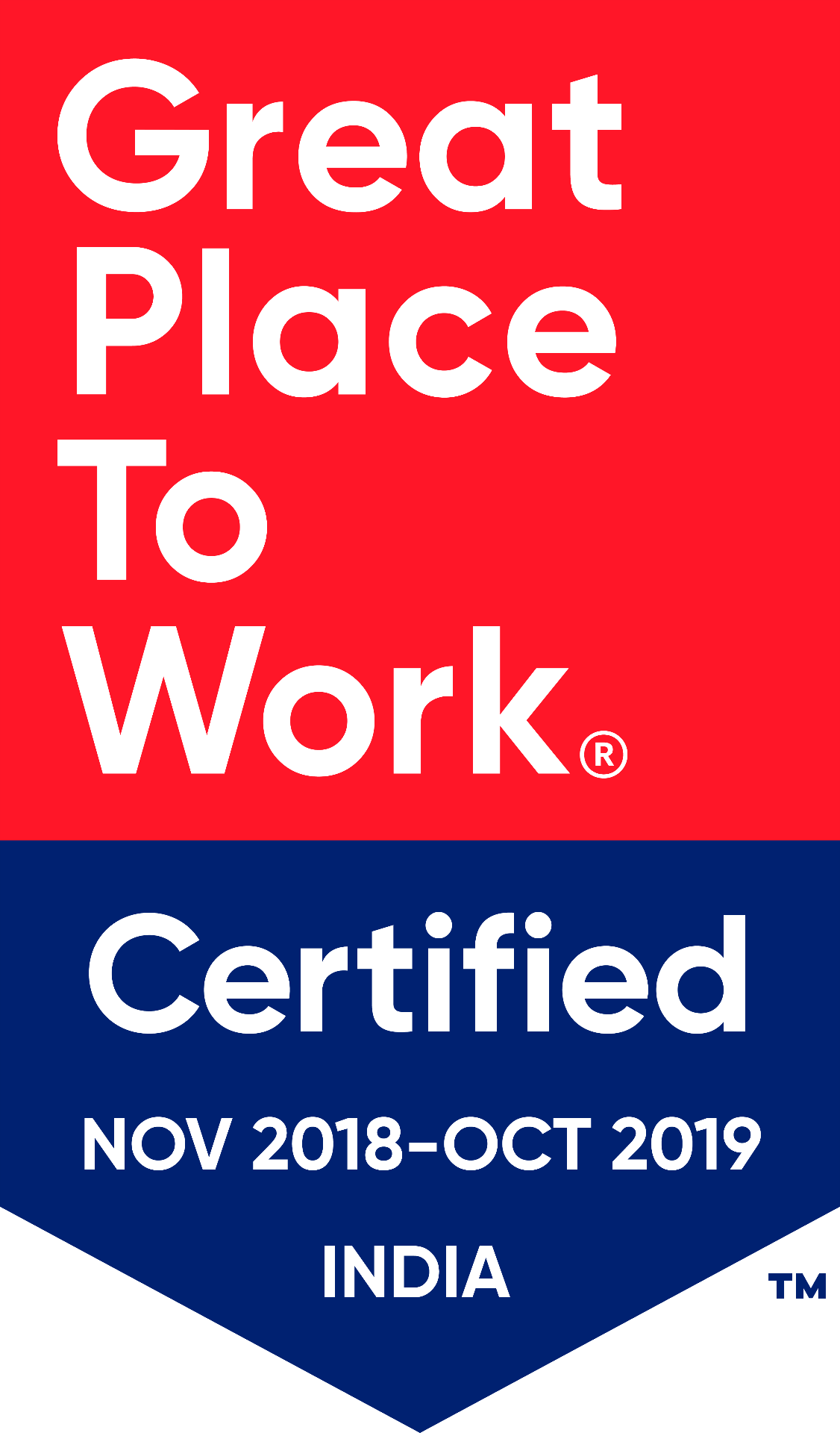 Great Place to Work Certified NOV 2018 – SEP 2019